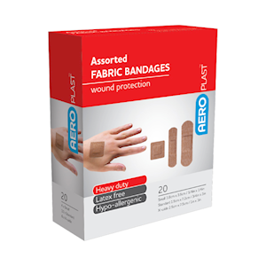 AeroPlast Fabric Dressing, Latex Free, Hypoallergenic, Premium Weight, Assorted, 20 Pieces/Box Pack