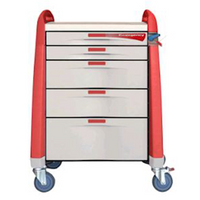 Avalo Emergency/Crash Cart, 79 (W) x 61 (D) x 110 (H) cm, Precision-Welded Steel Frame, High-Impact Panels, Stable Maneuverability, Red, Each Each