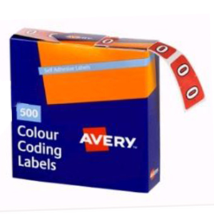 Avery Side Tab Colour Coding Label, '0', 25 x 38mm, Pink, 500 Labels/Roll Box