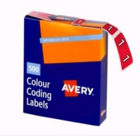 Avery Side Tab Colour Coding Label, '1', 25 x 38mm, Magenta, 500 Labels/Roll Box