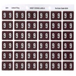Avery Side Tab Colour Coding Label, '9', 25 x 38mm, Brown, 180 Labels/Pack Pack