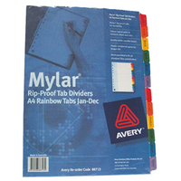 DIVIDER A4 JAN-DEC RAINBOW TABS 88713 Set