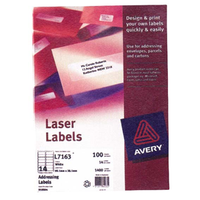 Avery Laser Shipping Labels, L7166, 6UP, 99.1 x 93.1mm, White, 100 Sheets/Box Box