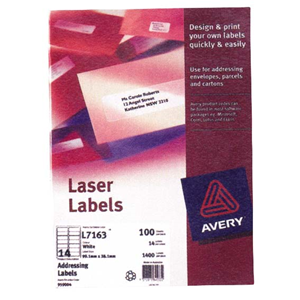 Avery Laser Shipping Labels, L7166, 6UP, 99.1 x 93.1mm, White, 100 Sheets/Box Box