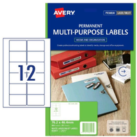 Avery Laser Video Face Labels, L7671, White, 12 Sheets, 25/Pack Box