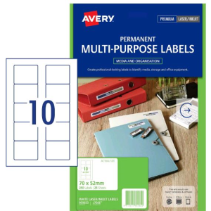Avery Permanent Multi-Purpose Labels Rectangular A4