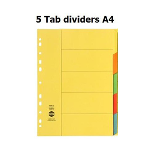 DIVIDERS A4 5 TAB PLAIN BUFF HANDIPACK ST/5 Set