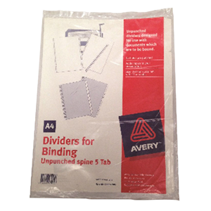 DIVIDERS A4 5 TAB WHITE UNPUNCH SET Set
