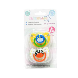 Baby Wonder Pacifier, No Chain with Nipple, for 6 Months and Up, 2 Pieces/Pack Pack
