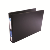 Bantex Landscape Insert Ring Binder, A3, 38mm, 2 D-Rings, Oblong, Black, Each Each
