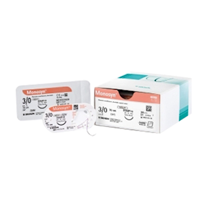B.Braun Monosyn Suture, Size 3-0, Length 28 inches, 3/8 Reverse Cutting Needle, 24mm Needle, 36 Pieces/Box Box