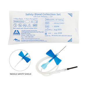 Livingstone Blood Collection Set, with Luer Adapter, 21 Gauge x 0.75 Inch Needle, 12 Inches Tubing, 50 Pieces/Box