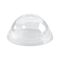 BioPak Dome Lid, 10-24oz or 300-700ml, X-Slot, PLA, Clear, 1,000/Carton