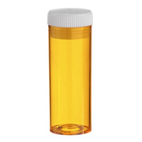 Recyclable Plastic Vials dram 4, Push In cap Amber 200/Carton Carton