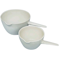 Livingstone Evaporating Dish, 250mL, 10.8(D) x 6(H)cm, Round Bottom with Spout and Handle, Porcelain, 10 Pieces/Box Box