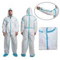 Safeplus Coveralls Protective Suit with Hood, Type 4, 5, 6, 63gsm, Large, White, Microporous, Disposable, 1/Pack, 10 Packs/Carton Carton