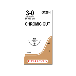 Out of Date, Johnsons and Johnsons Ethicon Surgical Chromic Gut Sutures Undyed 70cm 3-0 MH 36mm 12/Box Price Discounted While Stocks last Box