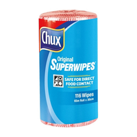 Chux Original Superwipes, 30cm x 65 Metres, Perforated, Red, 4 Rolls/Carton Carton