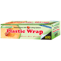 Universal Recyclable Plastic Wrap Inch Dispenser, 33cm x 600m, 13 Microns, PVC & BPA Free, Non-Toxic, Each Each
