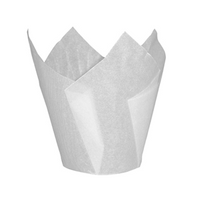 Confeta Paper Tulip Cups, CP50, 150mm, 50mm Base, White, 100 Pieces/Sleeve, 5 Sleeves/Carton, 500 Pieces/Carton Carton