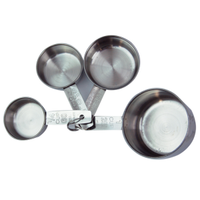 Measuring Cup, 4 Piece Set, 60ml, 80ml, 125ml and 250ml, Round, Stainless Steel, Each Set