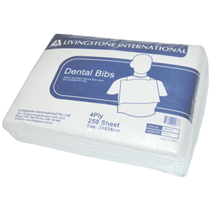 Livingstone Dental Bib 20 x 28 cm 4 Ply, lined Loose Only Loose