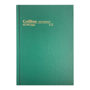 NOTEBOOK COLLINS CASED & SEWN A5 A-Z 240PG EA Each