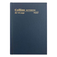 NOTEBOOK COLLINS CASED & SEWN A6 FEINT 144PG Each