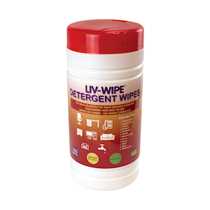 Liv-Wipe Detergent Wipes, 20 x 30cm, Nonwoven, Alcohol Free, Neutral pH, TGA 393544, 100 Wipes/Tub TUB