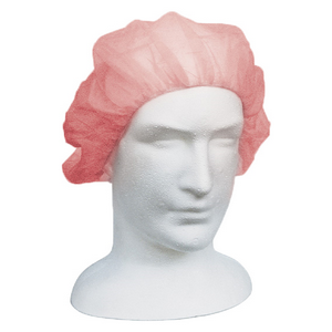 Livingstone Disposable Nonwoven Bouffant Hairnet Cap, Red, 21 inches, Double Elastic, Latex Free, HACCP Certified, Loose Each