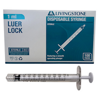 Livingstone Syringe, 3ml, Luer Lock Tip, Latex Free, Hypoallergenic, Sterile, 100/Box