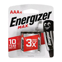 Energizer Max AAA Alkaline Batteries, 4/Pack Pack