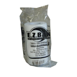 E.Z. Ban Wrap Cohesive Elastic Bandage, White, 7.5cm x 2 metres stretch to 4.5 metres, Each Each