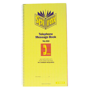 Spirax Telephone Message Book