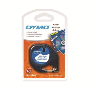 Dymo Letratag Label Tape, 12mm x 4 Metres, Recyclable Plastic, Pearl White, Each Each