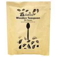 Liv Eco Biodegradable Wooden Tea Spoon, 110 x 23mm, FSC Certified, Non-Sterile, 20 Pieces/Pack, 50 Packs/Carton, 1000/Carton Carton