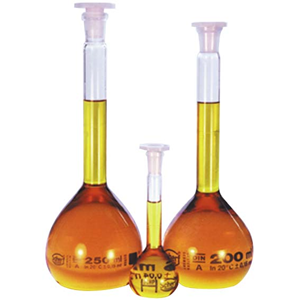 Omsons Volumetric Flasks, 5ml, 16 x 170(H) mm, Base: 65mm, Clear, with PTFE Stopper, ASTM, Class A, Boro Glass, Germany, Each Each