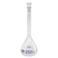 Volume Flask 250ml, Glass Stopper with Rim, European Glass, Each Each