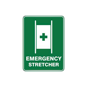 Australian Safety Printed Sign "Emergency Stretcher", 300 x 225mm, Vinyl, Self Adhesive Sticker, Each