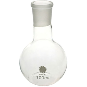 Flat-Bottom Spherical/Boiling Flask, 100ml, Socket Joint 24/29, 45mm, Single Medium Neck, Borosilicate Glass, Clear, Each Each