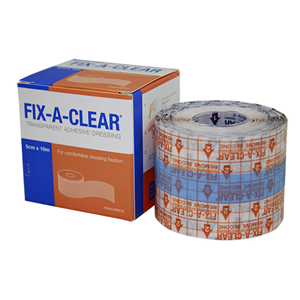 Fix-A-Clear Transparent Adhesive Waterproof Tape Dressing, 10cm x 10 Metres, Low Allergy, Each