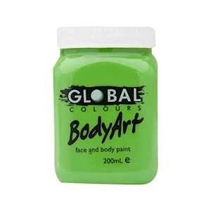 Global Colours Body Art Face Paint, Light Green, 200ml, Each Each
