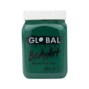 Global Colours Body Art Face Paint, Deep Green, 200ml, Each Each