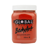 Global Colours Body Art Face Paint, Red Oxide, 200ml, Each Each