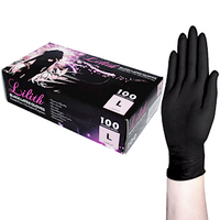 Lilith Salon Latex Gloves, Smooth Feel, Powder Free, Large, Black, 100/Box, 10/Carton