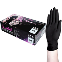 Lilith Salon Latex Gloves, Smooth Feel, Powder Free, Medium, Black, 100/Box, 10/Carton