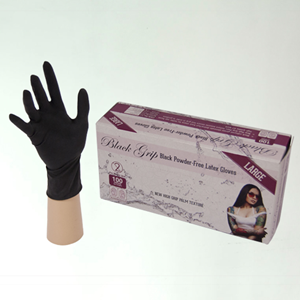 Out of Date, Black Grip Thick Heavy Duty Latex Gloves, Powder Free, Biodegradable, Large Black 100/Box Price Discounted While Stocks last Box