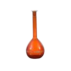 Volumetric Flask, 250mL, SJ 14/23, Class A, Amber with Polyethylene Stopper, Borosilicate 3.3 Glass, 1/Box Box