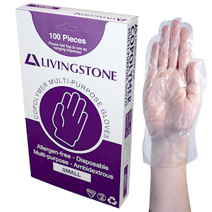 Livingstone Copolymer Gloves on Biodegradable Paper Backing, Large, 100/Box Box