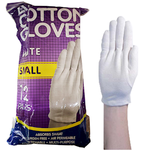 Livingstone Cotton Gloves, Small, White, 12 Pairs/Bag, 480 Pairs/Carton Carton
